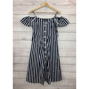 ZARA NAVY BLUE WHITE STRIPED NAUTICAL JUMPSUIT MIDI DRESS STRIPE S SMALL 8 4 36